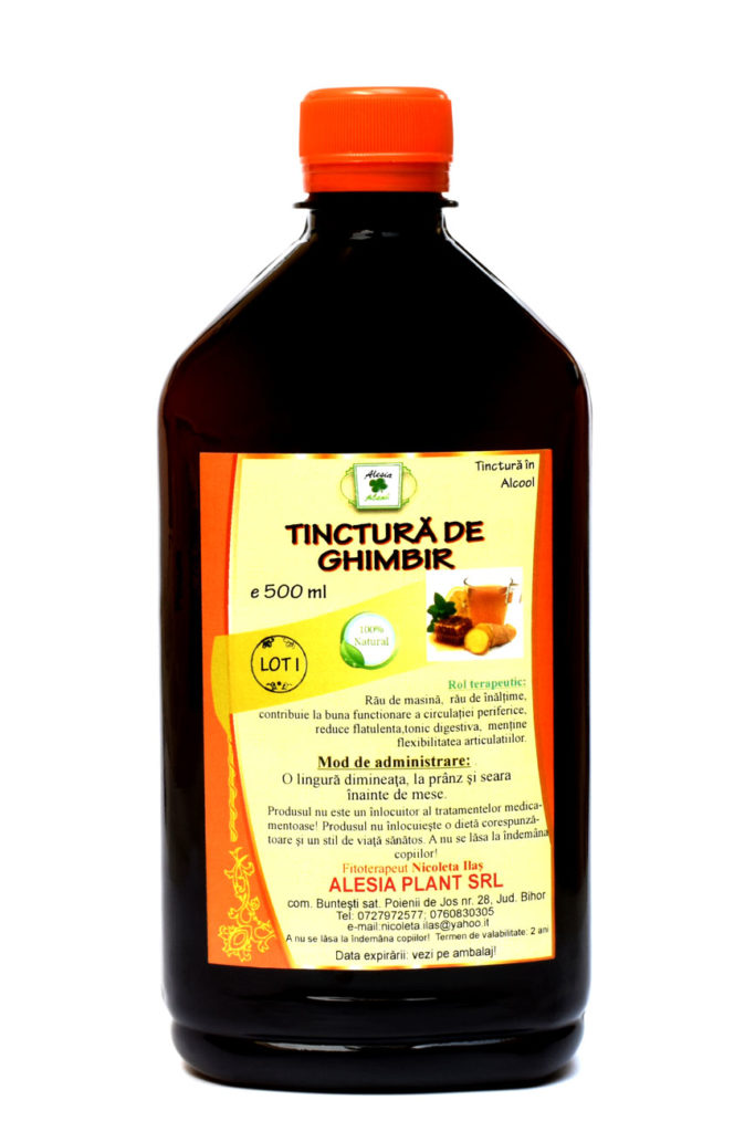 Tinctura de Ghimbir remediu naturist pentru procesul de digestie. 500 ml